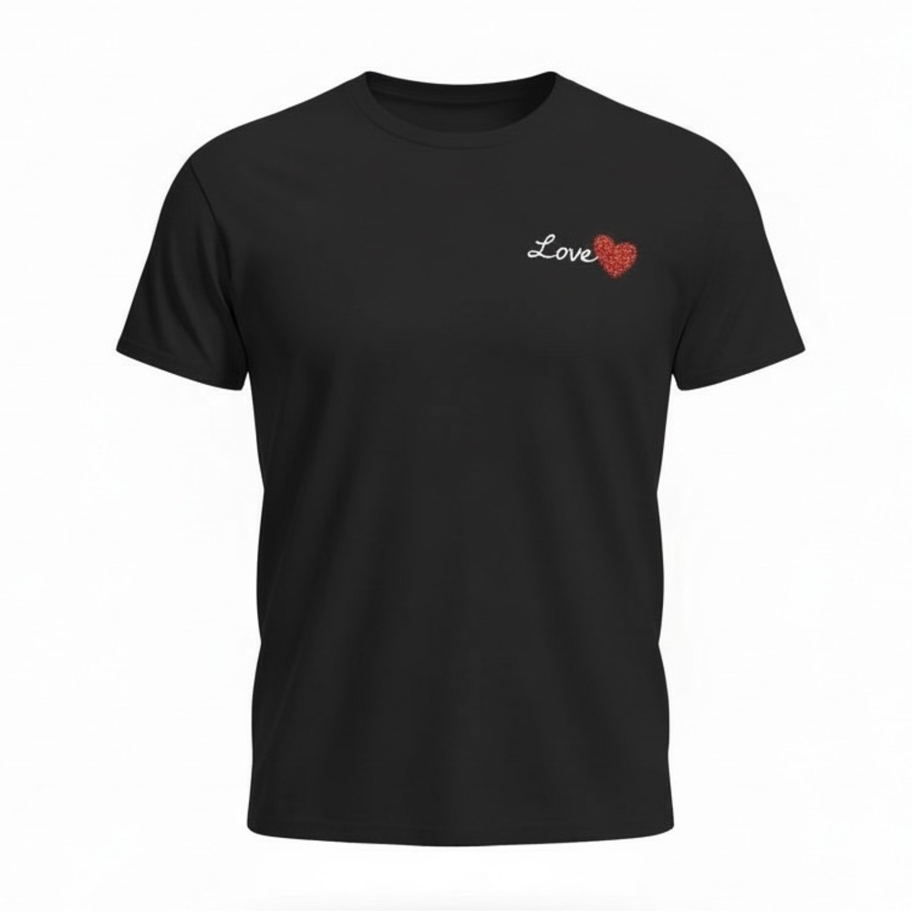Women’s black Embroidered Valentine’s T-Shirt – Size L – New With Tags